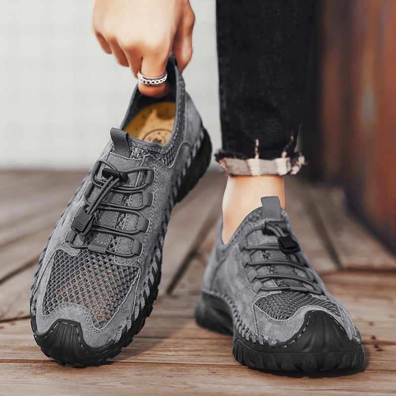 Men's Outdoor Sports Breathable Comfortable Pigskin Mesh Casual Shoes