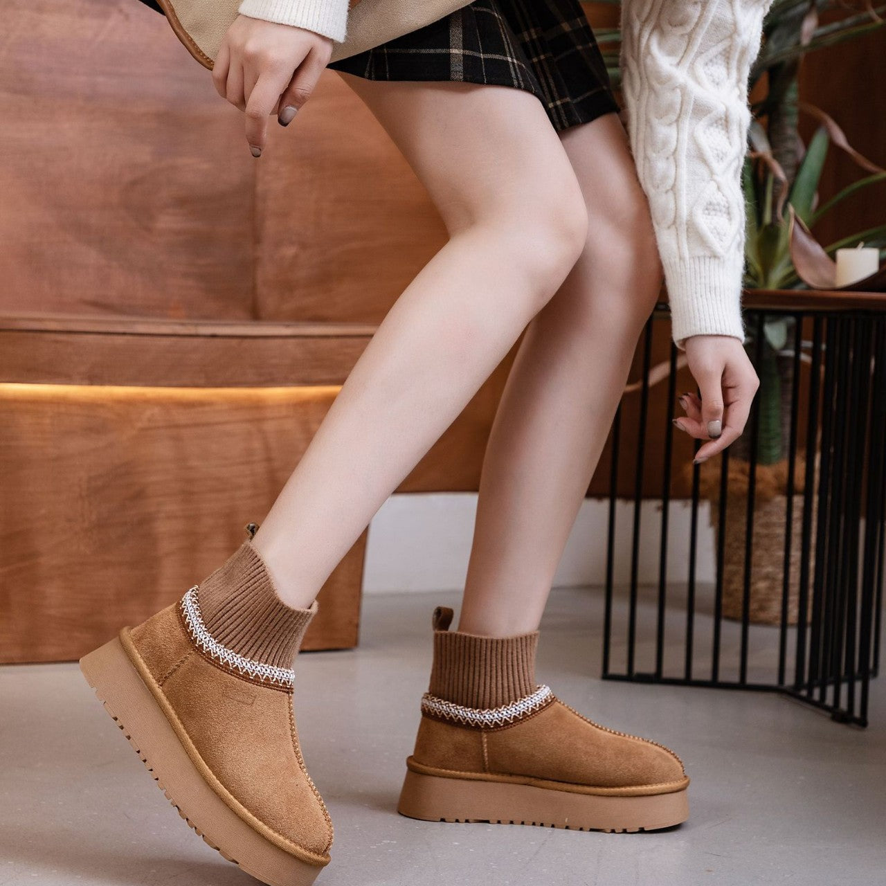 Women's National Style Socks Fleece-lined Warm Thick Snow Boots