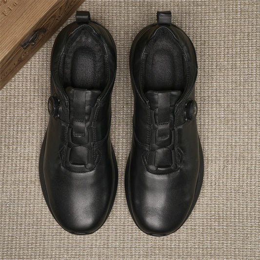 Button Comfortable Commuter Platform Height Increasing Outdoor Sports Leather Shoes