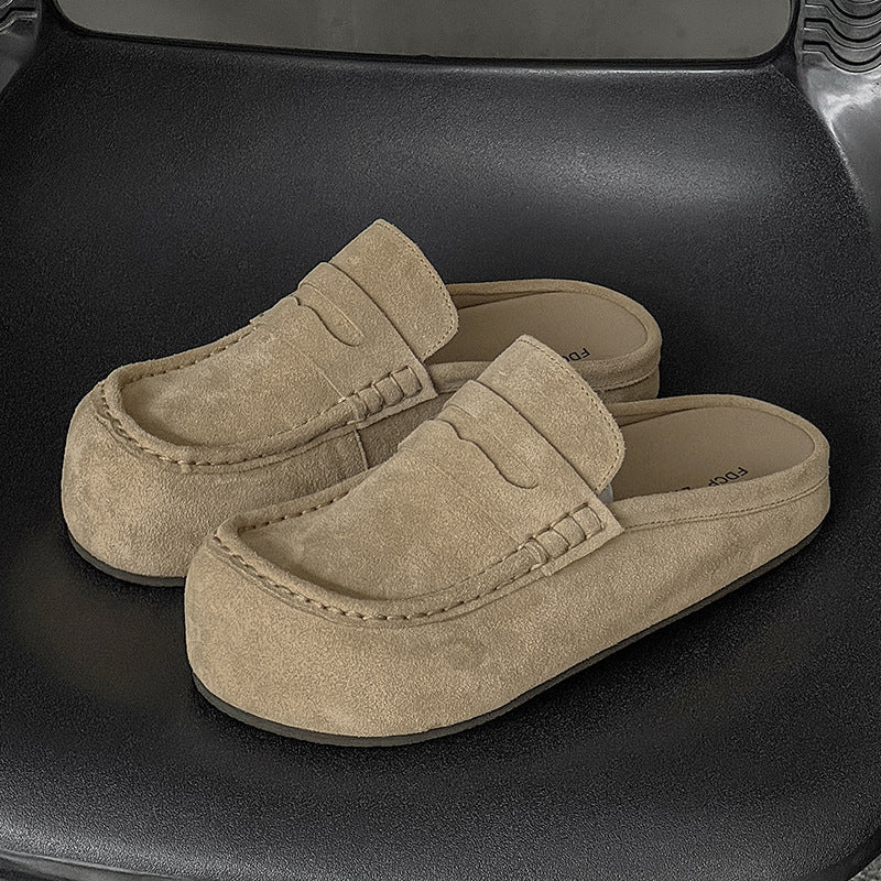 Trendy Platform Large Toe One Pedal Retro Easy Sandals