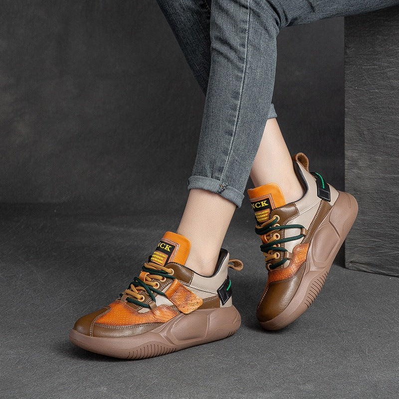 Women's Shu Autumn Multicolor Retro Platform Dad Women's Shoes