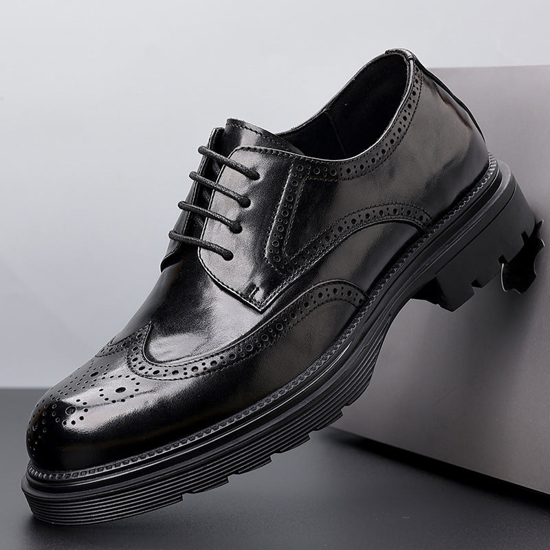 Men's Business Formal Brogue Wedding Korean British Leather Shoes