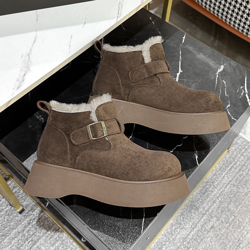 Women's Thick Bottom Fleece-lined Winter Ankle Retro Snow Boots
