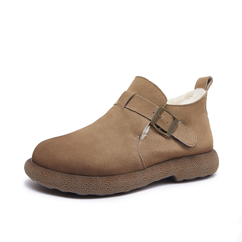 Women's Platinum Genuine Platform Winter Source Buckle Snow Boots