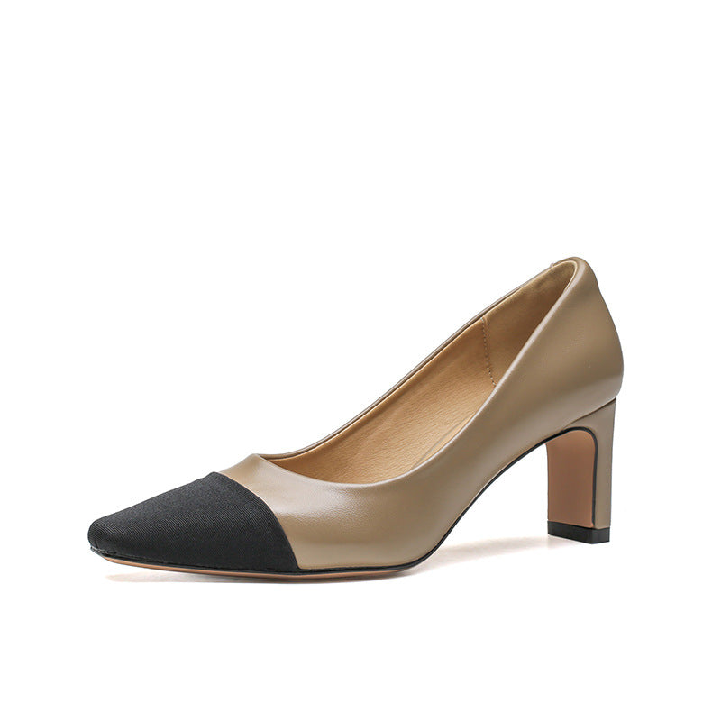 Black White Stitching Style Commuter Comfortable Graceful High Women's Fashion Shoes