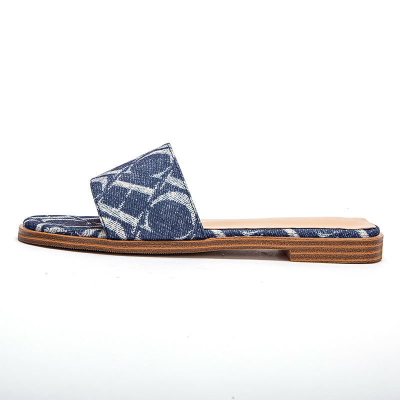 Women's Fashion Outdoor Simple Letter Printing Bottom Flat Slippers