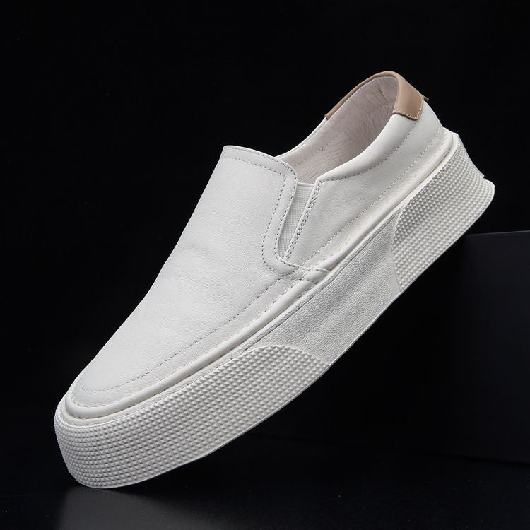 Men's Slip-on Trendy Soft Cowhide Breathable Black Sneakers