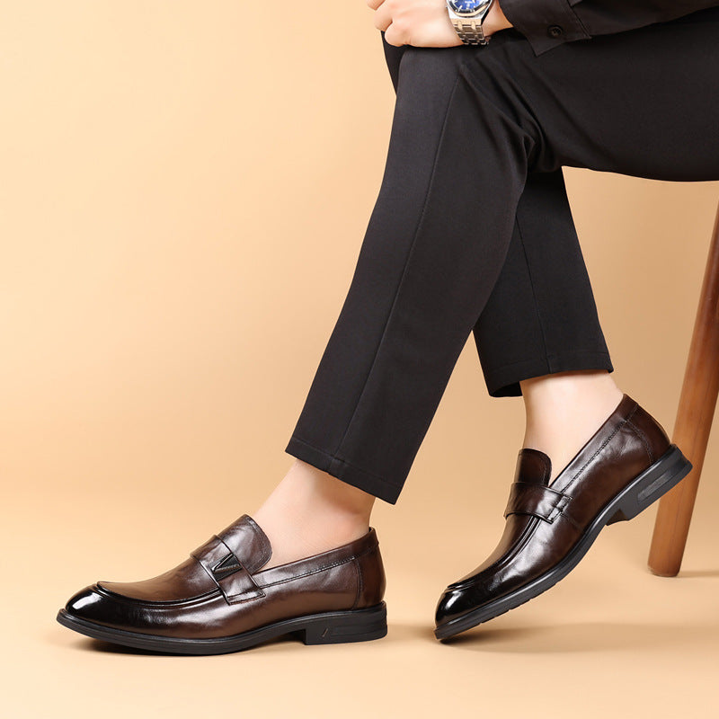 Men's Cowhide Business Genuine Pointed Formal Fashion Leather Shoes