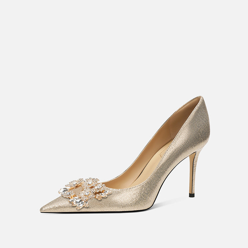Women's Main Wedding Dress Two-way Wear French Rhinestone High Not Tired Heels