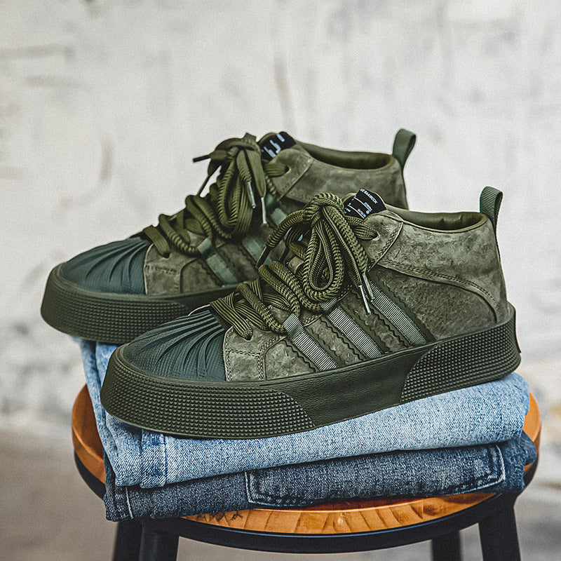 Men's Trendy Shell Toe Board Platform Suede Sneakers