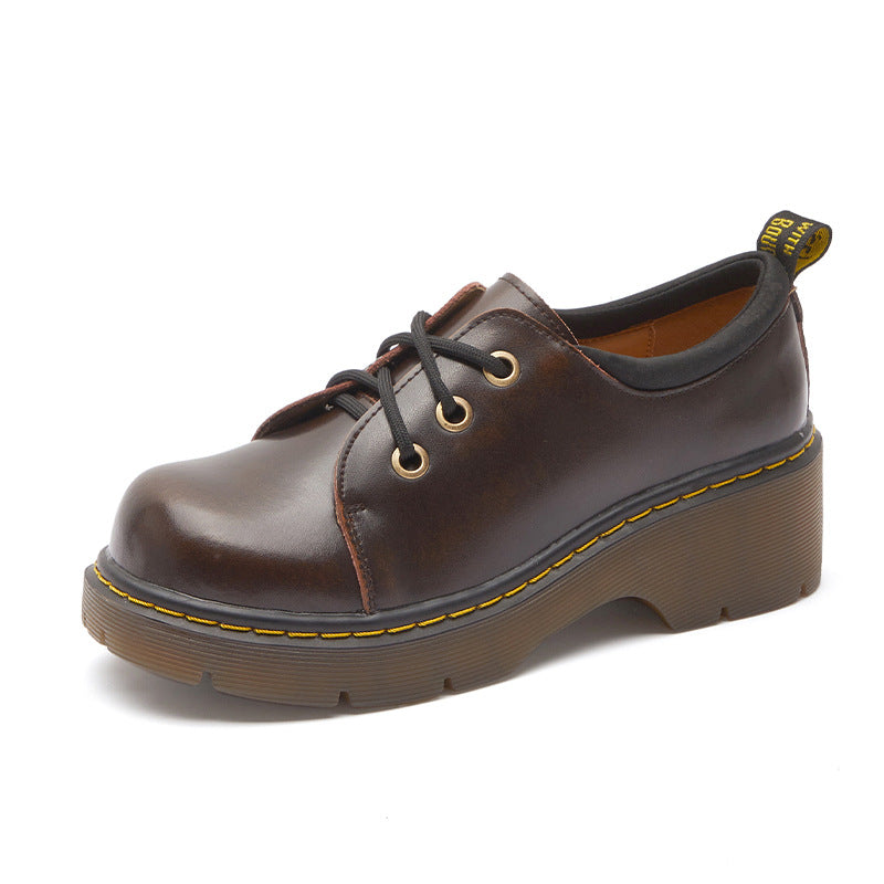 Women's Ugly Cute Thick Bottom Height Increasing Martin Pumps Leather Shoes