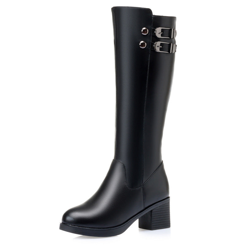 Women's Chunky High Fleece-lined Knight Mid Full Boots