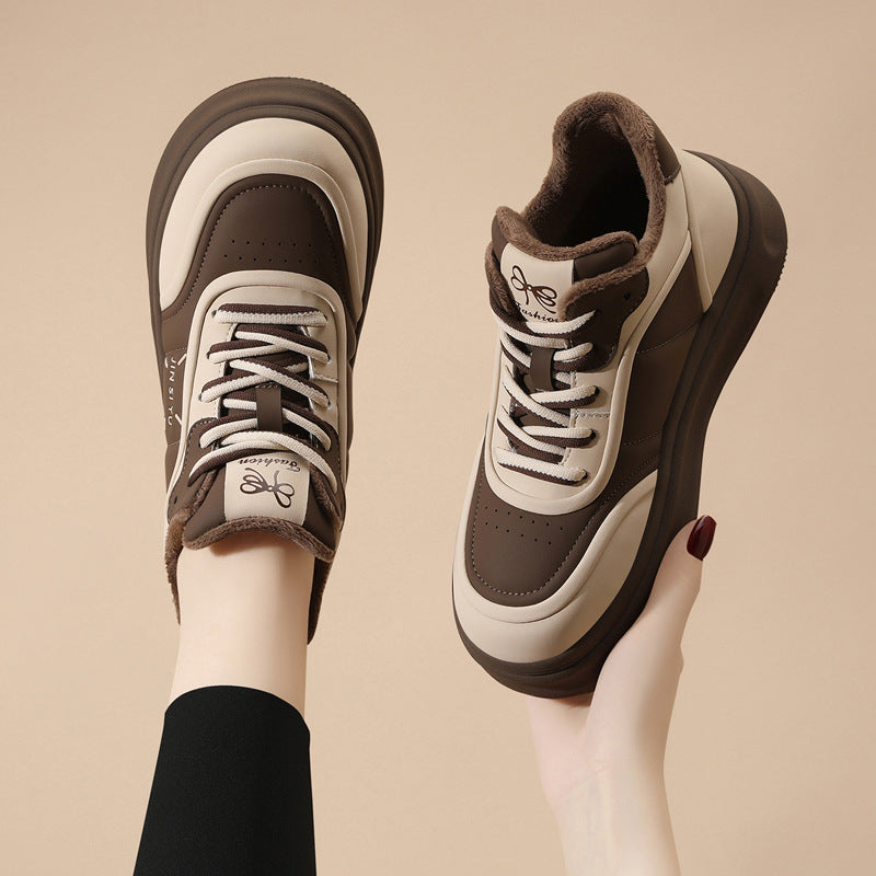 Feeling With Veet Thickened Female Winter Surface Sneakers