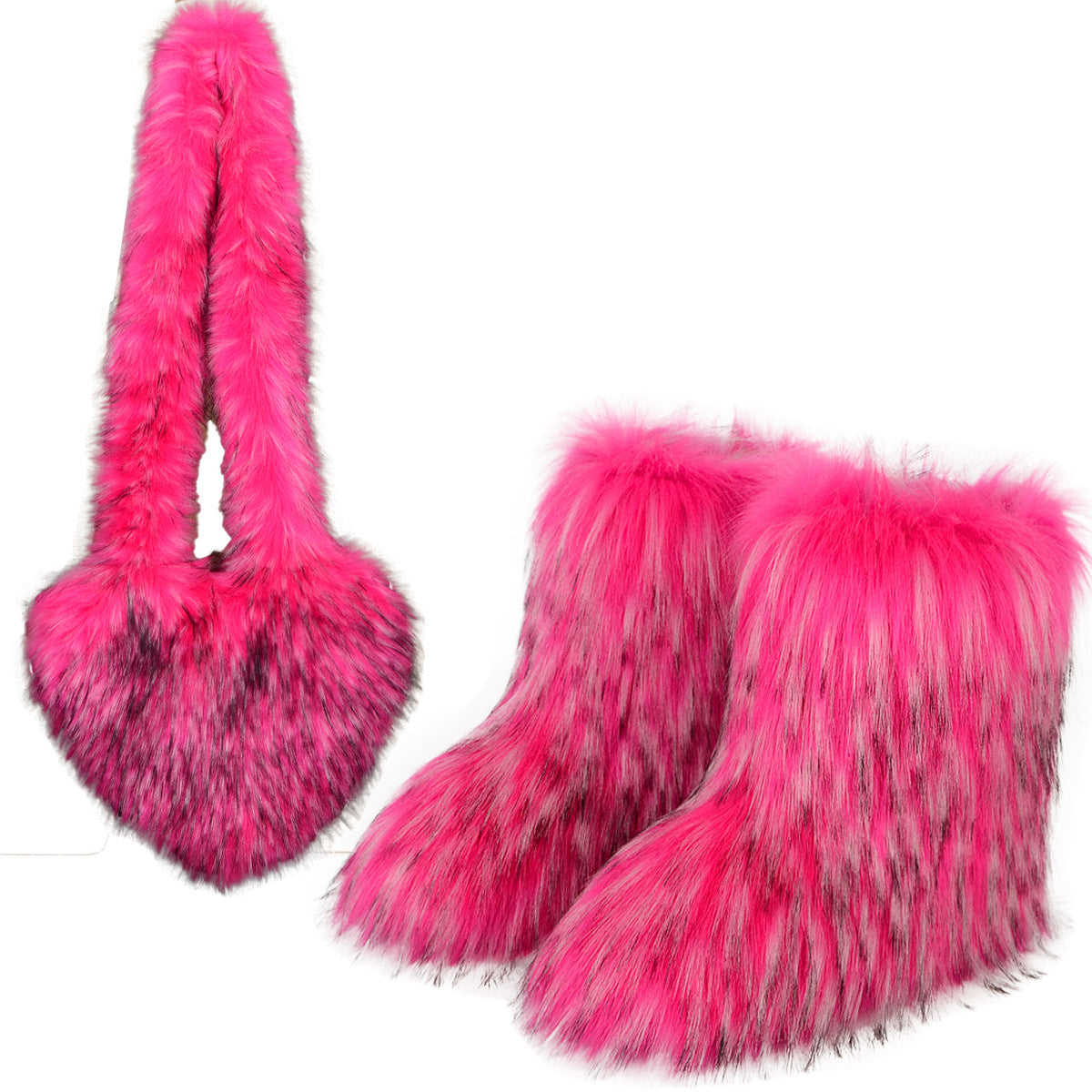 Children's Hot Fried Street Fur Length Plush Bag Snow Boots