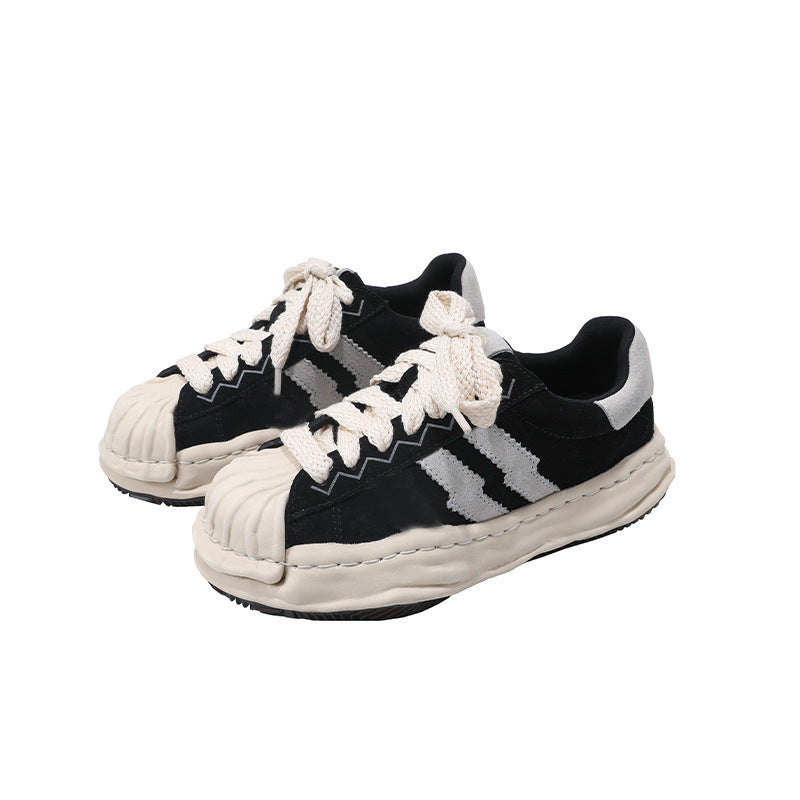 Women's & Men's Dissoed Shell Toe Round Board Color Casual Shoes