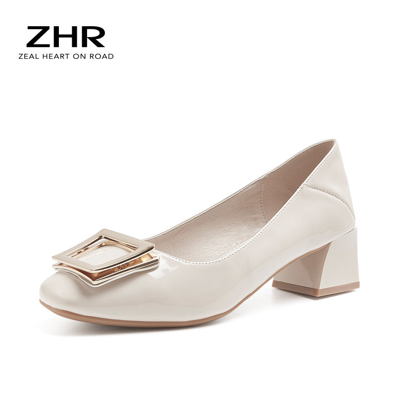 Women's Pumps Fashion Square Toe Low-cut Two-way Loafers