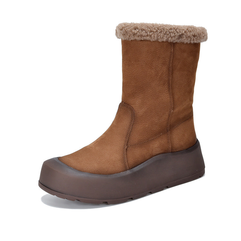 Women's Cattlehide Surface For Retro Leisure Pump Two-way Boots