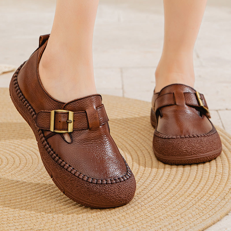 Women's Mom Genuine Flat-soled Pumps Comfortable Middle-aged Mother Shoes