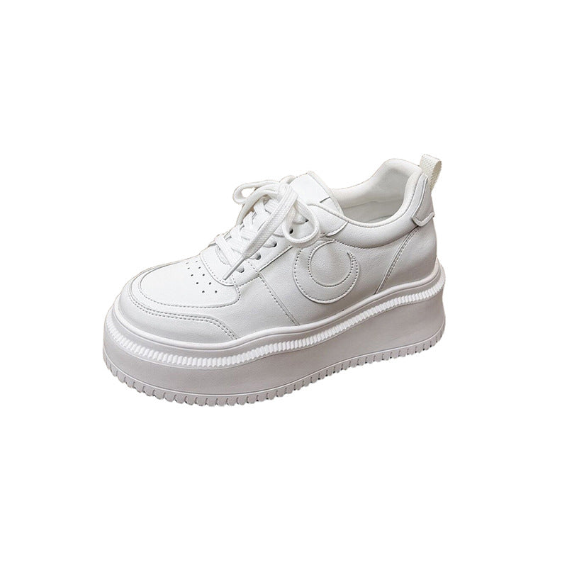 Women's Small Curved Moon Platform White Spring Women's Board Shoes