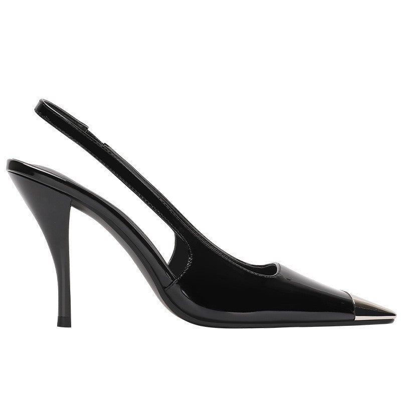 Women's Pu Sexy Patent High Square Toe Metal Heels