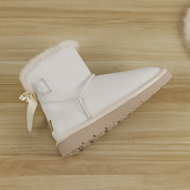 Women's Sheepskin Fur Short Winter Wool Cotton Snow Boots