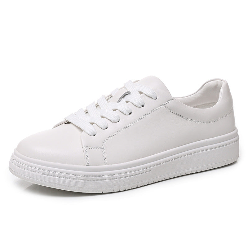 Women's Layer Cowhide Low-cut Authentic White Western Style Leisure Flat Women's Casual Shoes