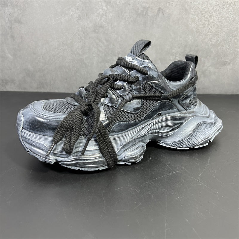 Men's Thick-soled Dad Mesh Heighten Breathable White Casual Shoes