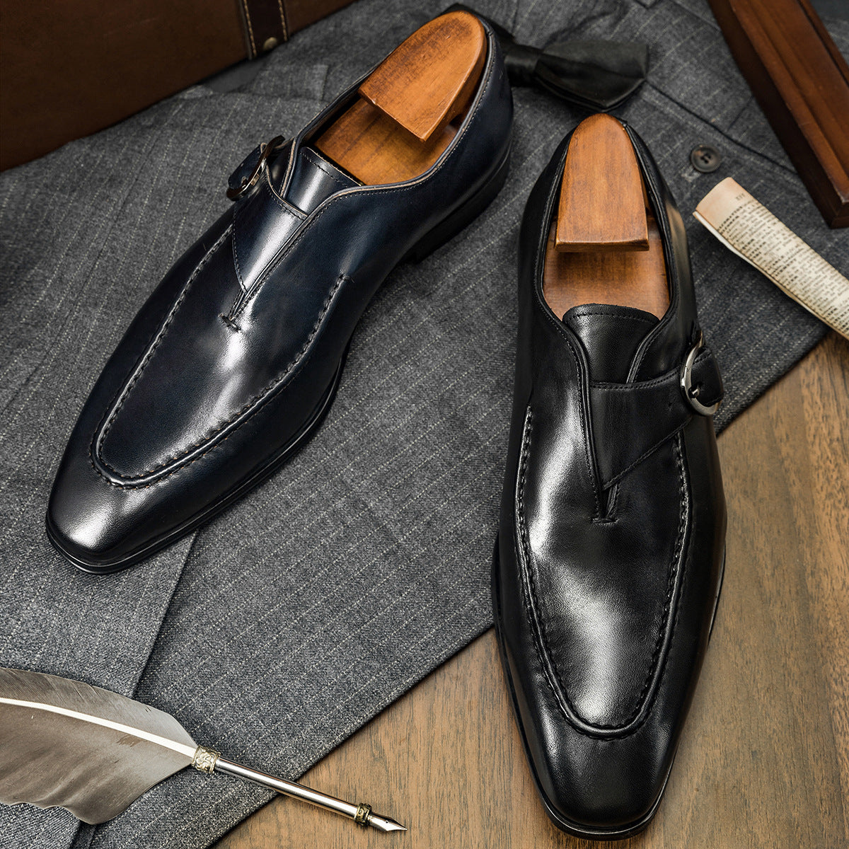 Men's Source Cowhide Business Formal Wear Retro Leather Shoes