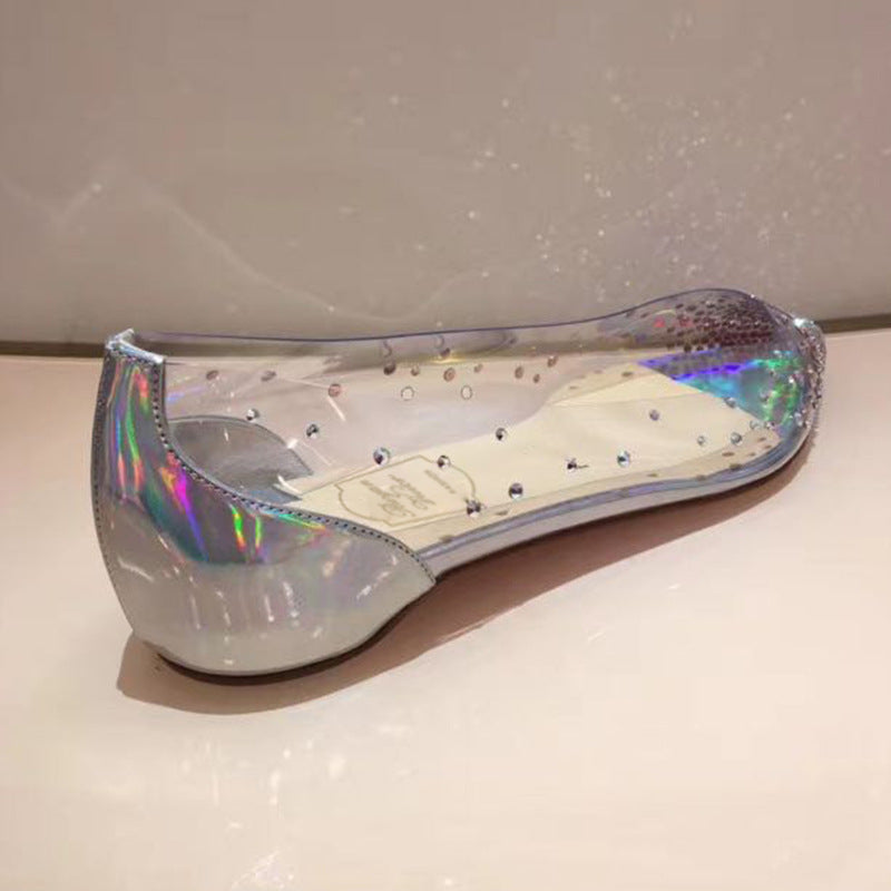 Women's Flat Pointed Toe Crystal Starry Sier Women's Shoes