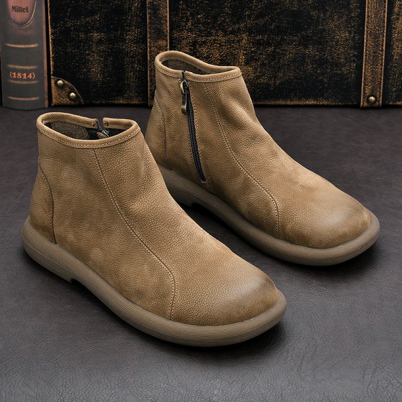 Men's Layer Cowhide Frosted Soft Martin Chelsea Men's Shoes