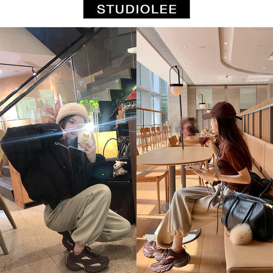 Version Grape Mom Sports Style Color Matching Lace Sneakers