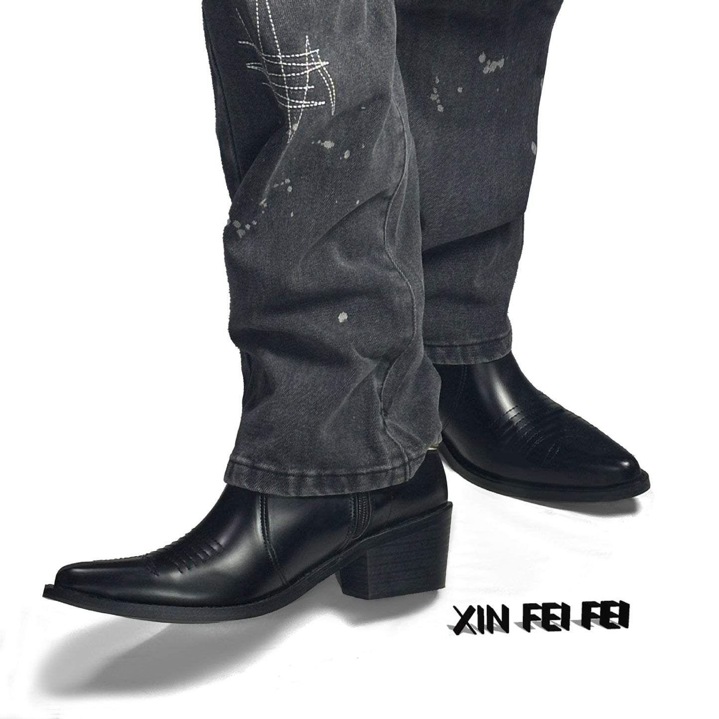 Men's Chelsea Black Personalized Fashion Side Zip Boots
