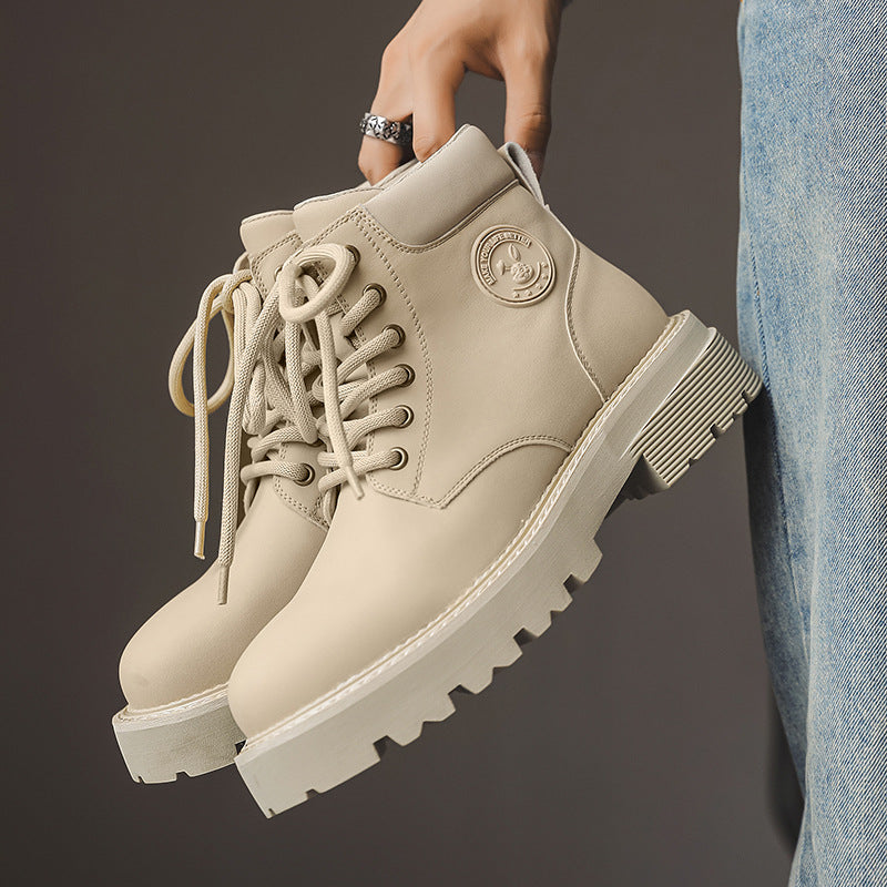 Men's British Style Retro Platform Worker Big Boots