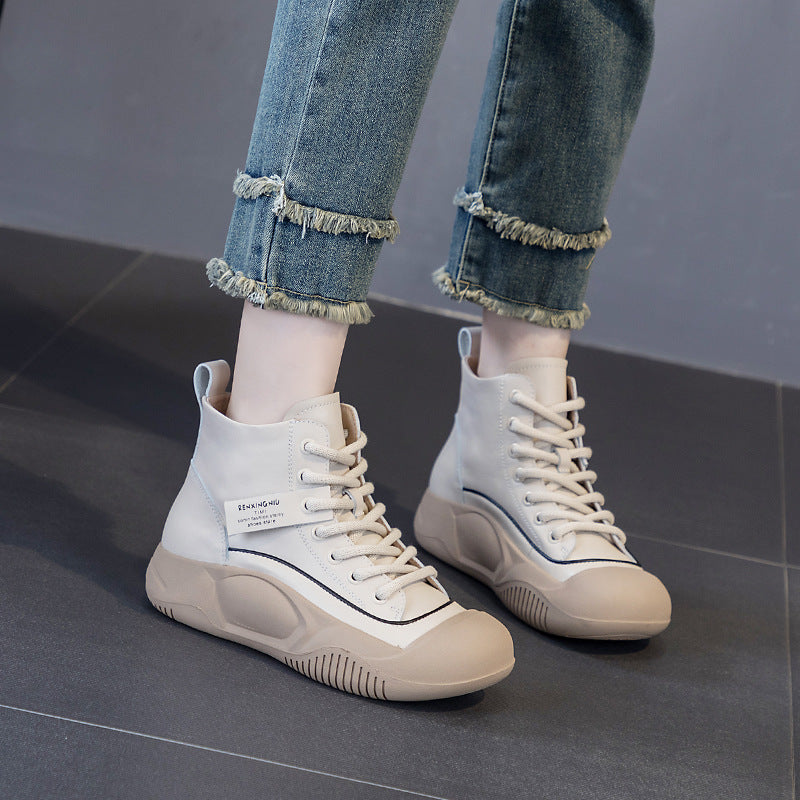 Booties Closed Toe Retro Lace Up Boots