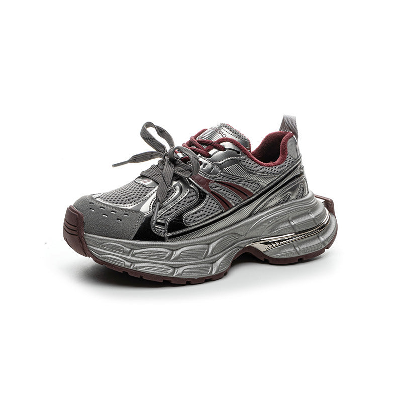 Women's Clunky Thick Bottom Height Increasing Small Slim Fit Spring Sneakers