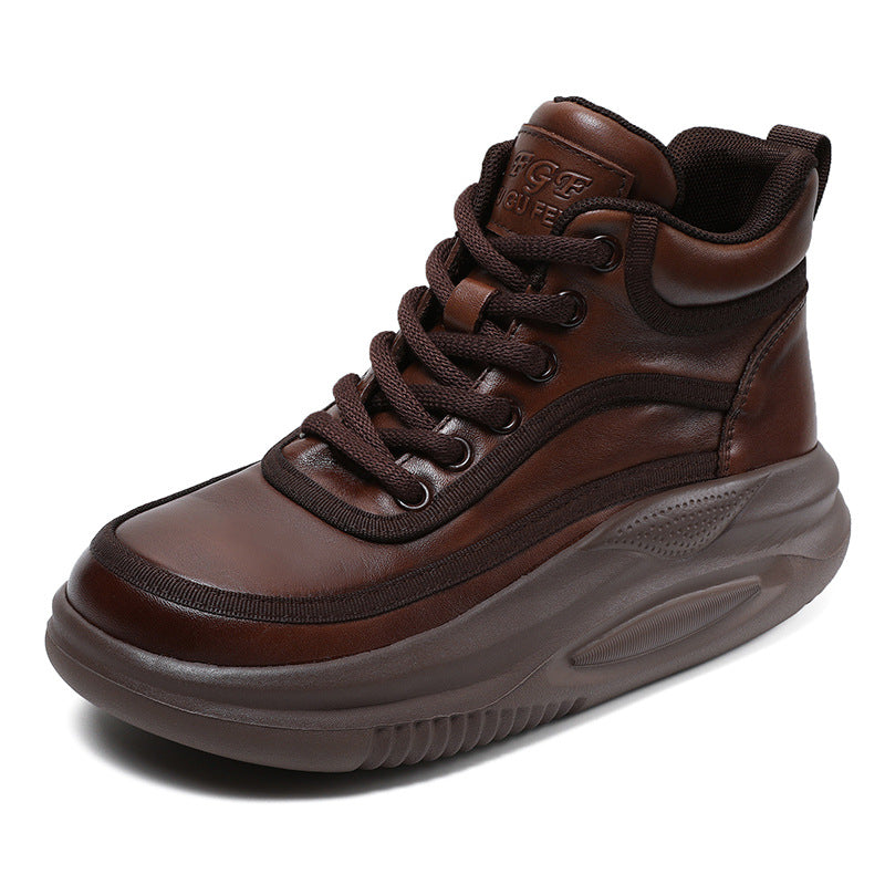 Women's Top Layer Cowhide Platform Autumn Genuine Rocking Casual Shoes