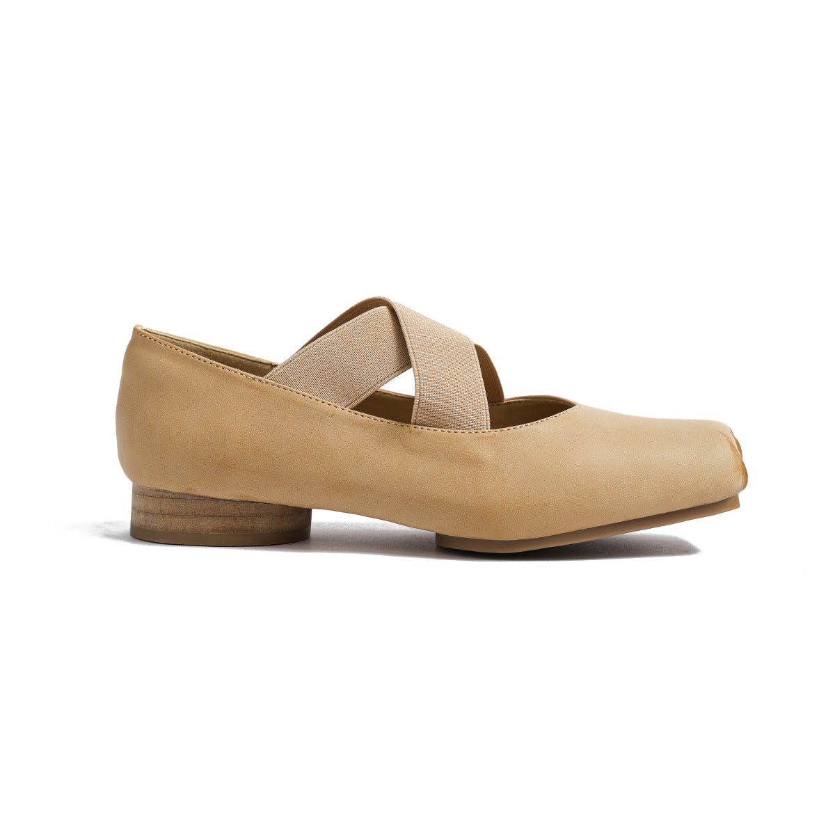 Women's Genuine Pig Nose Square Head French Heels