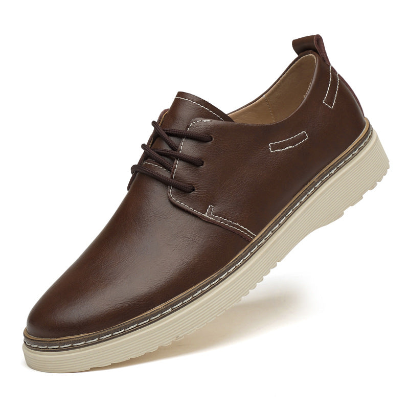 Men's Outer Hight Increasing British Small Cowhide Leather Shoes