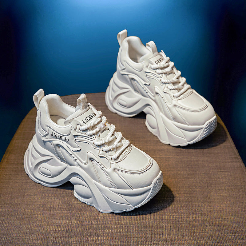 Women's Dad Autumn Small Platform Hidden White Casual Shoes