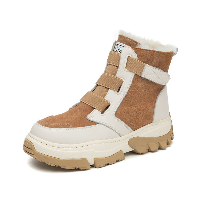 Women's Wool Short Sheep Fur Integrated Warm Snow Boots