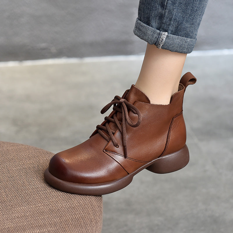Women's Ankle Round Toe Brushed Mid Soft Boots