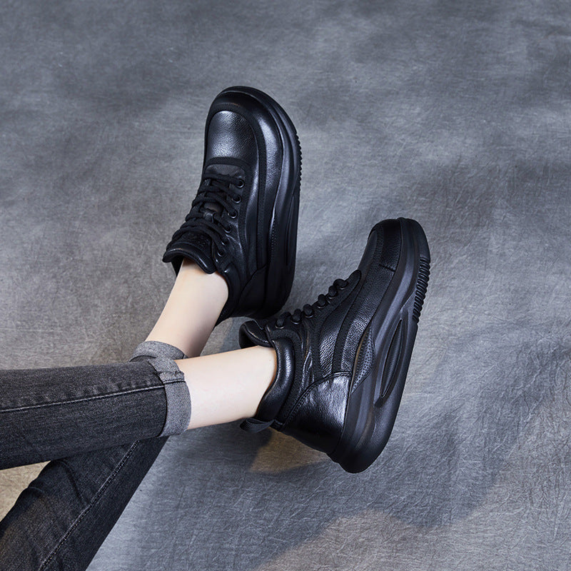 Women's Top Layer Cowhide Platform Autumn Genuine Rocking Casual Shoes