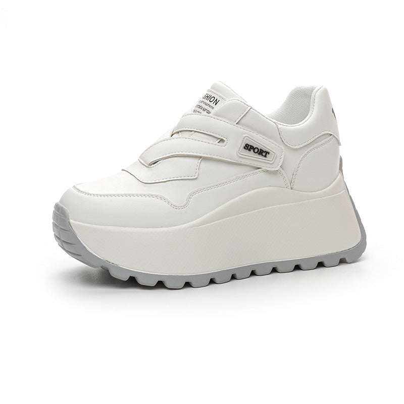 Women's Muffin Height Increasing Insole Velcro Round Sneakers