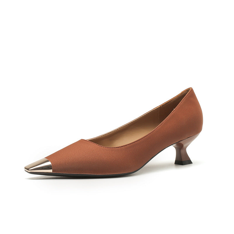 Women's Design Metal Toe Cap High Stylish Low Commuter Four Pumps Women's Shoes