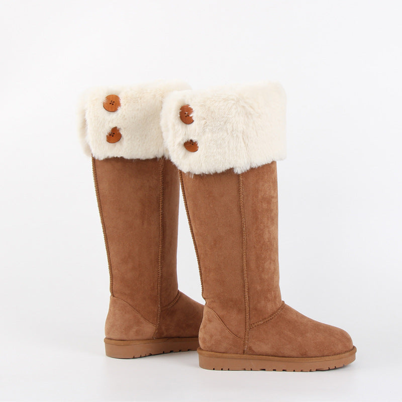 Women's Korean Style Overknee High Fleece-lined Warm Snow Boots