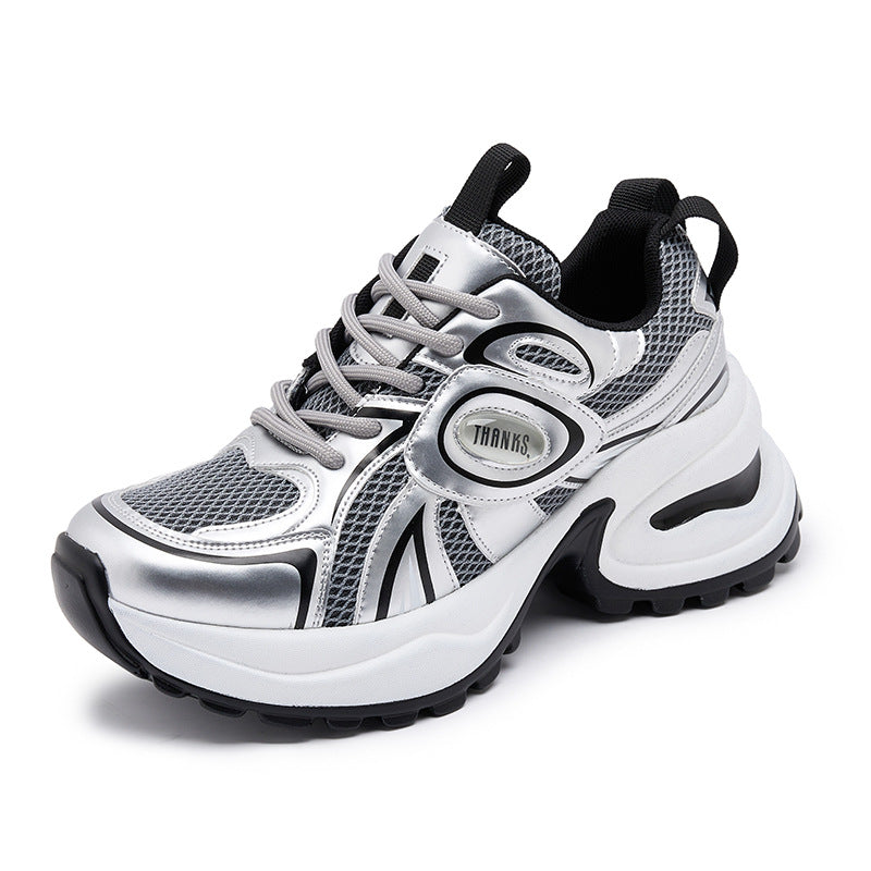 Women's Platform Sier Fashion Clunky Height Increasing Sneakers