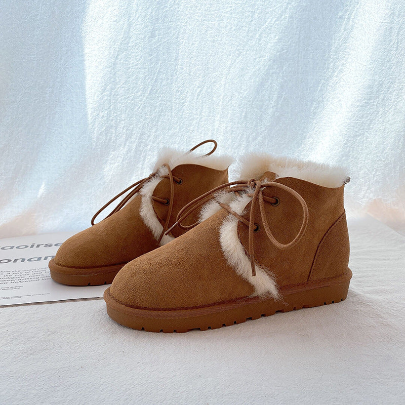 Women's Sheepskin Fur Winter Warm Short Snow Boots