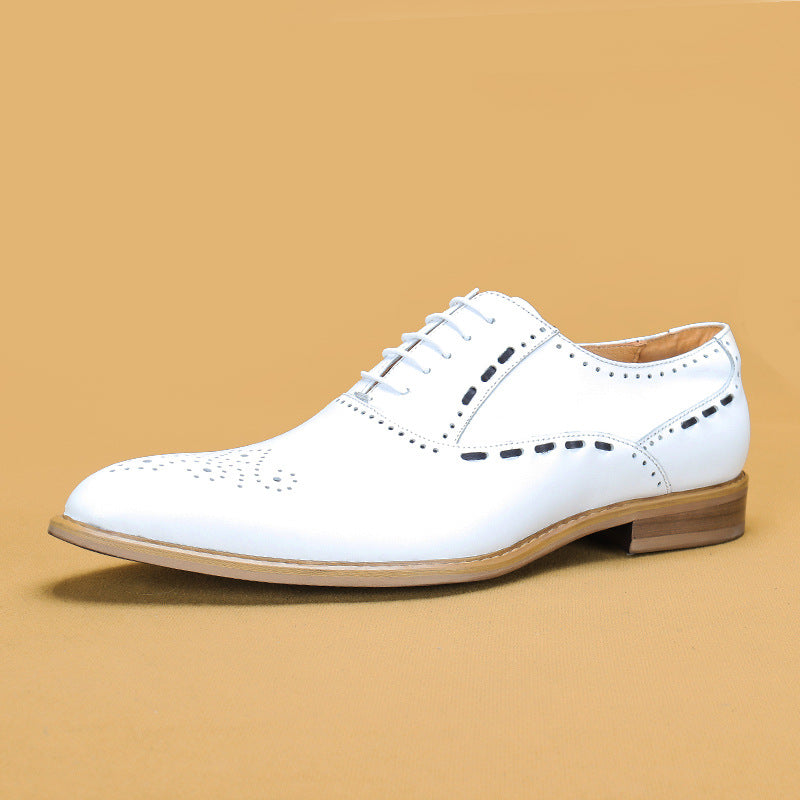 Men's Genuine Top Layer Cowhide Formal Business Pointed Leather Shoes