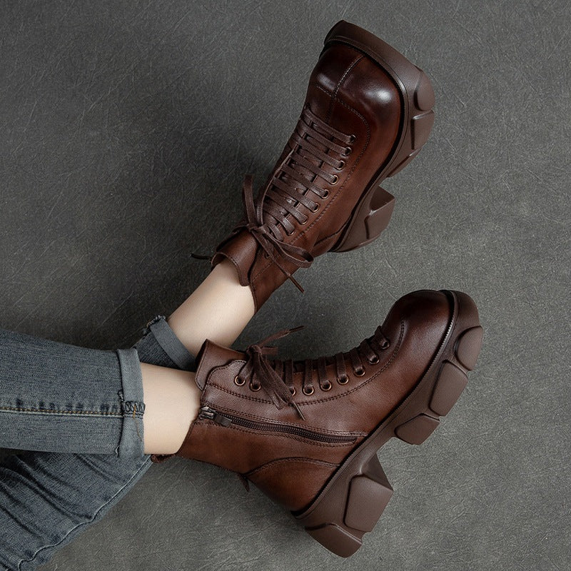 Women's & Men's Shu First Layer Cowhide Retro Style Men's Shoes