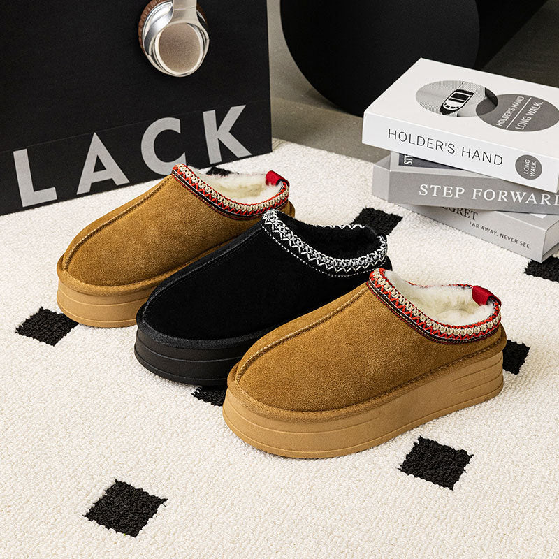 Women's National Style Lazy Cotton Outdoor Winter Snow Boots